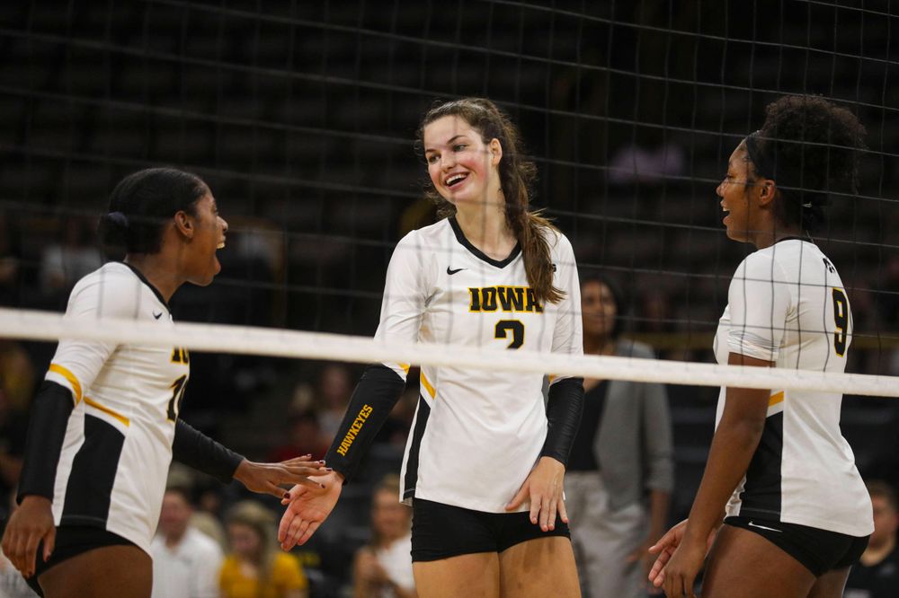 Iowa Hawkeyes setter Courtney Buzzerio (2) against Coastal Carolina Friday, September 20, 2019 at Carver-Hawkeye Arena. (Lily Smith/hawkeyesports.com)