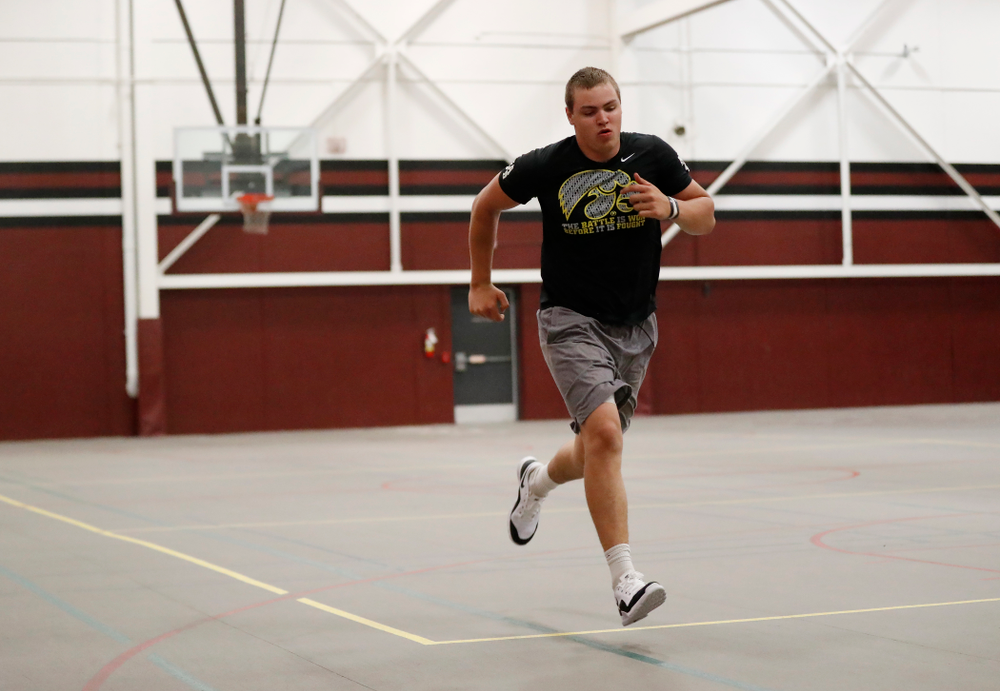 Iowa Hawkeyes quarterback Nathan Stanley (4) works out at his high school Wednesday, May 30, 2018 in Menomonie, Wisc. (Brian Ray/hawkeyesports.com)
