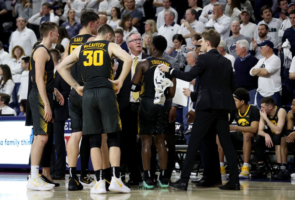 Iowa Hawkeyes head coach Fran McCaffery against Penn State Saturday, January 4, 2020 at the Palestra in Philadelphia. (Brian Ray/hawkeyesports.com)