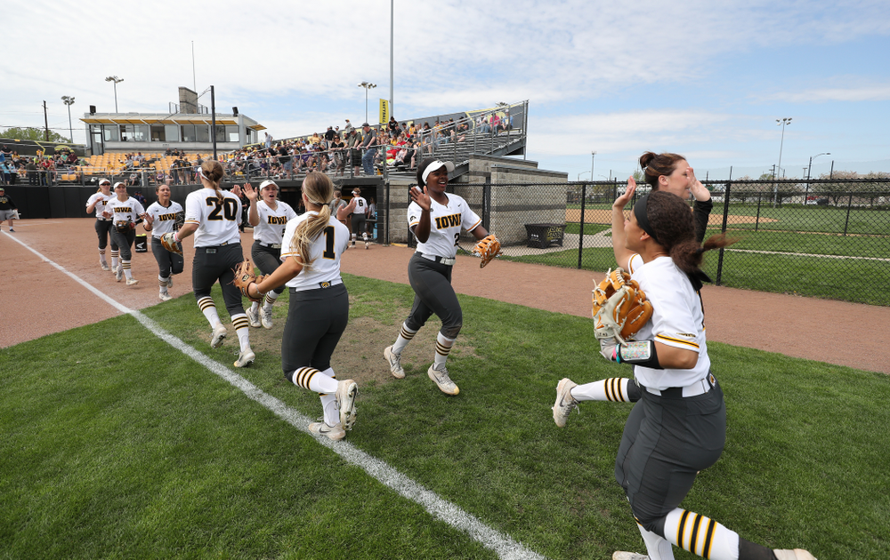 Iowa Hawkeyes DoniRae Mayhew (24) against the Ohio State Buckeyes on senior day Sunday, May 5, 2019 at Pearl Field. (Brian Ray/hawkeyesports.com)