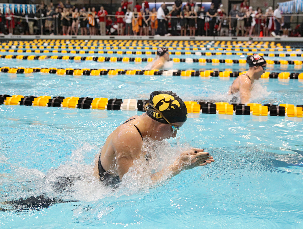 Iowa’s Aleksandra Olesiak swims in the women’s 200 yard breaststroke preliminary event during the 2020 Women’s Big Ten Swimming and Diving Championships at the Campus Recreation and Wellness Center in Iowa City on Saturday, February 22, 2020. (Stephen Mally/hawkeyesports.com)