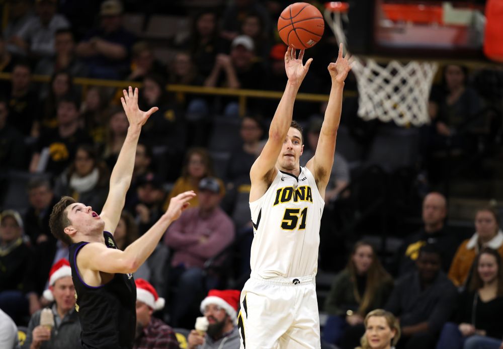 Iowa Hawkeyes forward Nicholas Baer (51) against the Western Carolina Catamounts Tuesday, December 18, 2018 at Carver-Hawkeye Arena. (Brian Ray/hawkeyesports.com)