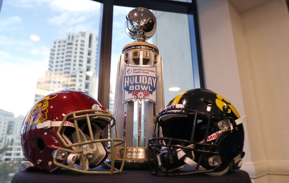 The Holiday Bowl trophy during a press conference leading up to the Holiday Bowl Thursday, December 26, 2019 in San Diego. (Brian Ray/hawkeyesports.com)