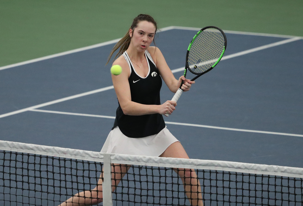 Iowa's Sam Mannix during a doubles match against North Texas Sunday, January 20, 2019 at the Hawkeye Tennis and Recreation Center. (Brian Ray/hawkeyesports.com)