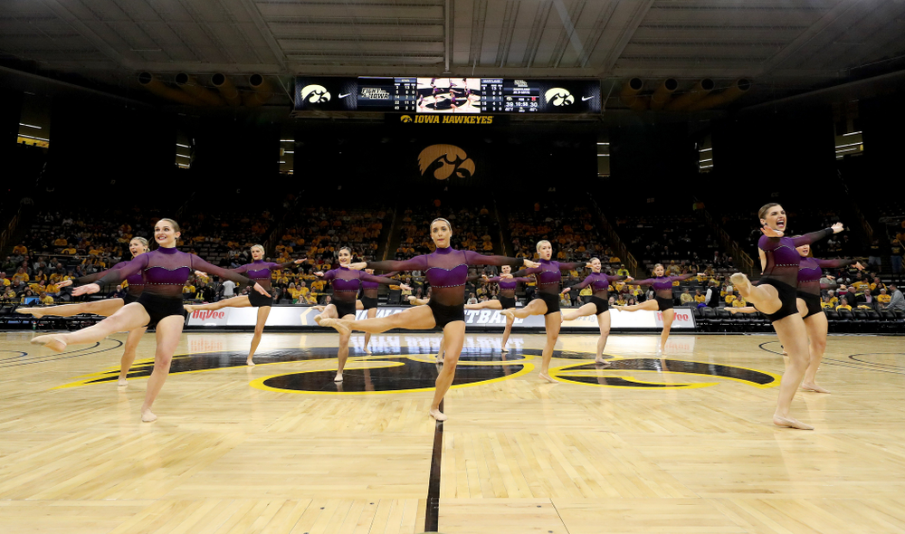 The Iowa Dance Team performs their Jazz Routine at halftime of the Iowa Hawkeyes game against Maryland Thursday, January 9, 2020 at Carver-Hawkeye Arena. (Brian Ray/hawkeyesports.com)