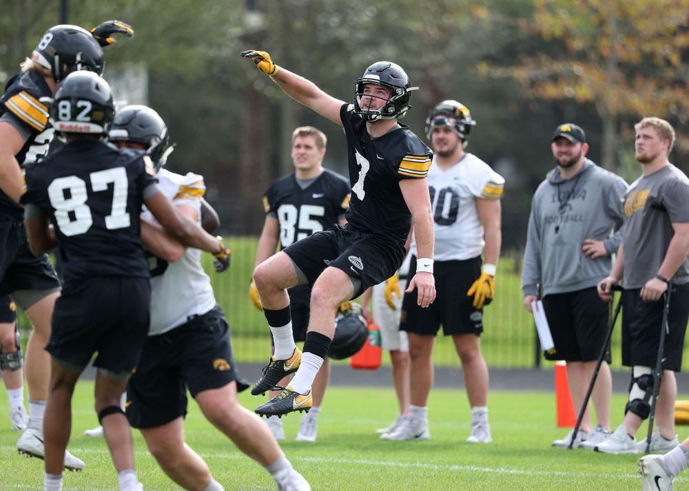 Iowa Hawkeyes punter Colten Rastetter (7) punts the ball during practice for the 2019 Outback Bowl Friday, December 28, 2018 at the University of Tampa. (Brian Ray/hawkeyesports.com)