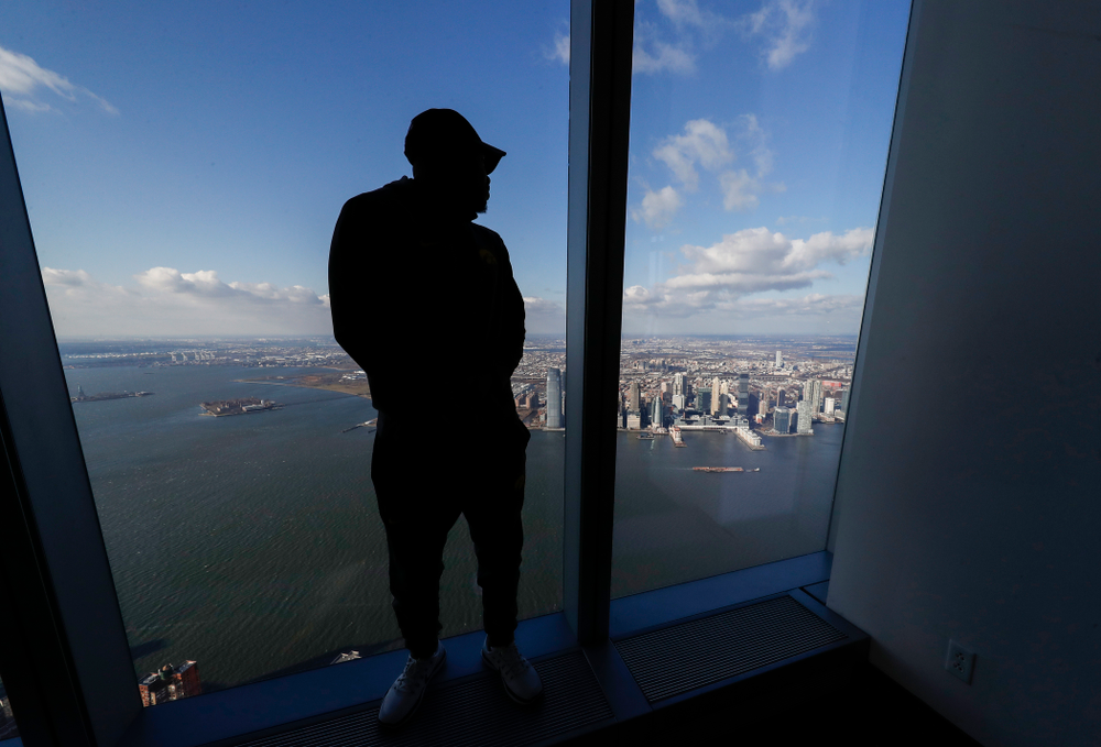 Iowa Hawkeyes running back Akrum Wadley (25) as the team visit the observation deck of the One World Trade Center and the 9/11 Memorial and Museum.