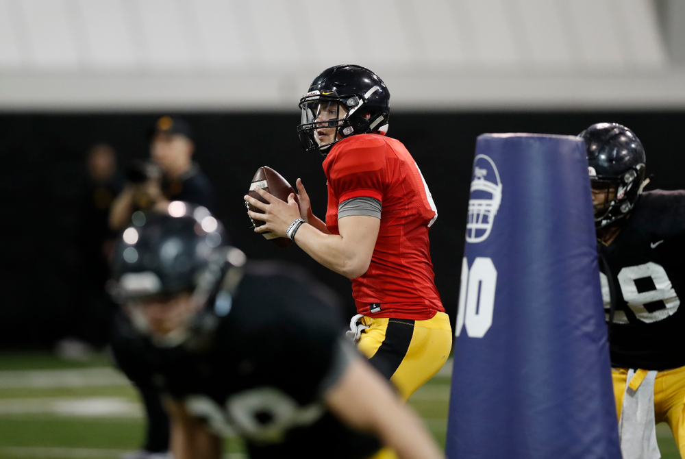 Iowa Hawkeyes quarterback Nathan Stanley (4) during spring practice No. 13 Wednesday, April 18, 2018 at the Hansen Football Performance Center. (Brian Ray/hawkeyesports.com)