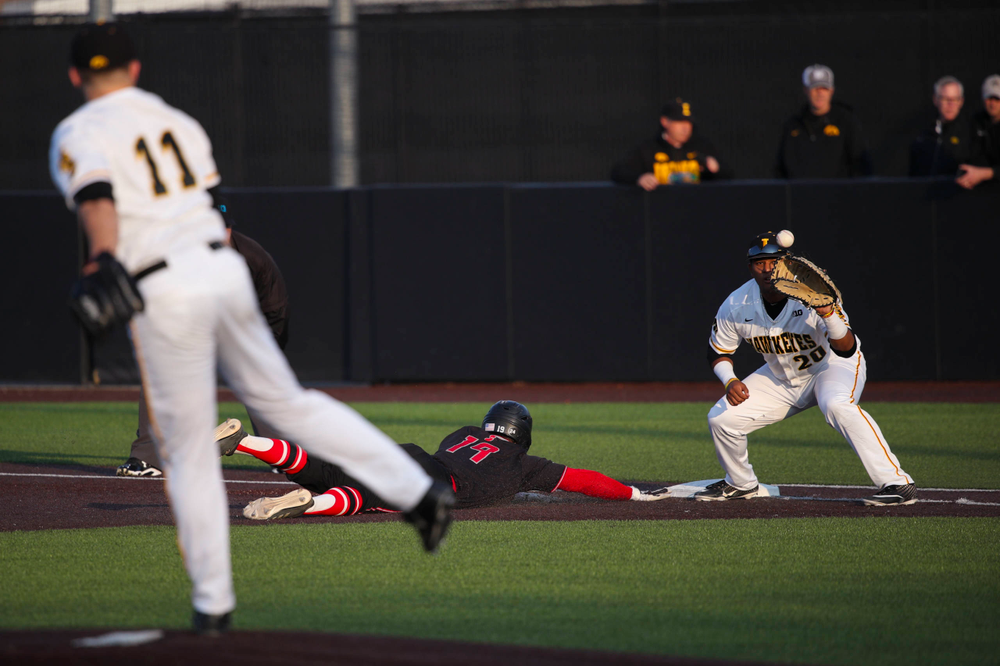 Iowa infielder Izaya Fullard at game 1 vs Rutgers on Friday, April 5, 2019 at Duane Banks Field. (Lily Smith/hawkeyesports.com)