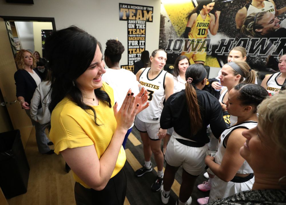 Megan Gustafson following a jersey retirement ceremony Sunday, January 26, 2020 at Carver-Hawkeye Arena. (Brian Ray/hawkeyesports.com)