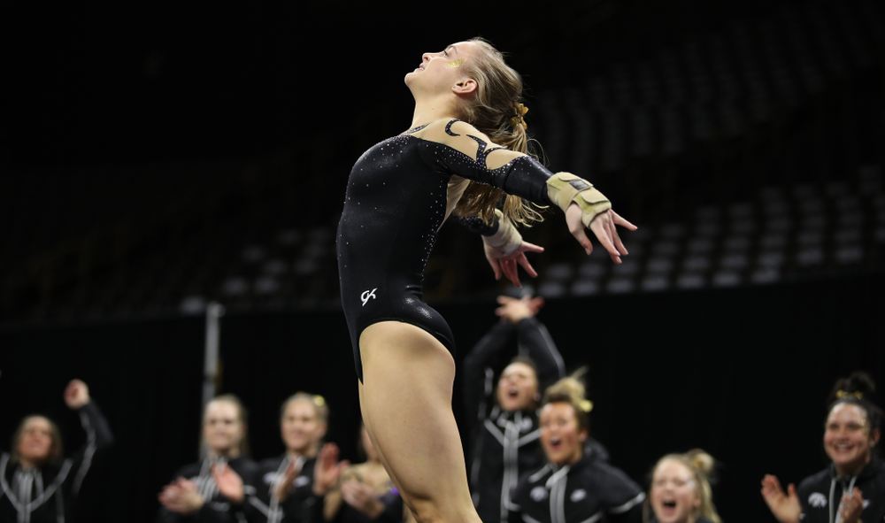 Iowa's Lauren Guerin competes on the floor during their meet against Southeast Missouri State Friday, January 11, 2019 at Carver-Hawkeye Arena. (Brian Ray/hawkeyesports.com)