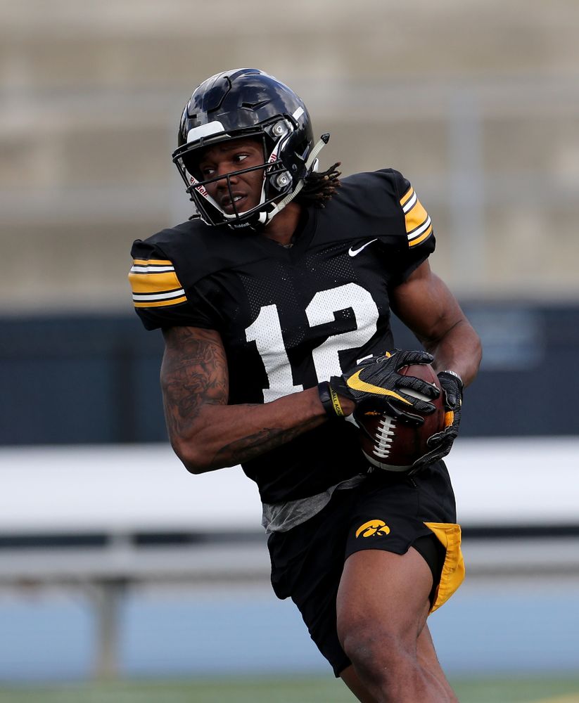 Iowa Hawkeyes wide receiver Brandon Smith (12) during Holiday Bowl Practice No. 3 Tuesday, December 24, 2019 at San Diego Mesa College. (Brian Ray/hawkeyesports.com)