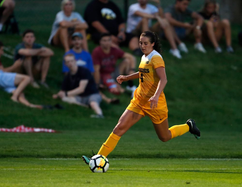 Iowa Hawkeyes Kaleigh Haus (4) against the Missouri Tigers Friday, August 17, 2018 at the Iowa Soccer Complex. (Brian Ray/hawkeyesports.com)
