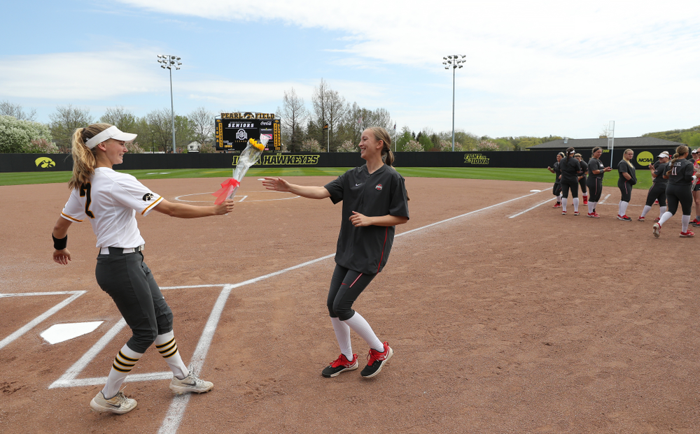 Iowa Hawkeyes Aralee Bogar (2) against the Ohio State Buckeyes on senior day Sunday, May 5, 2019 at Pearl Field. (Brian Ray/hawkeyesports.com)