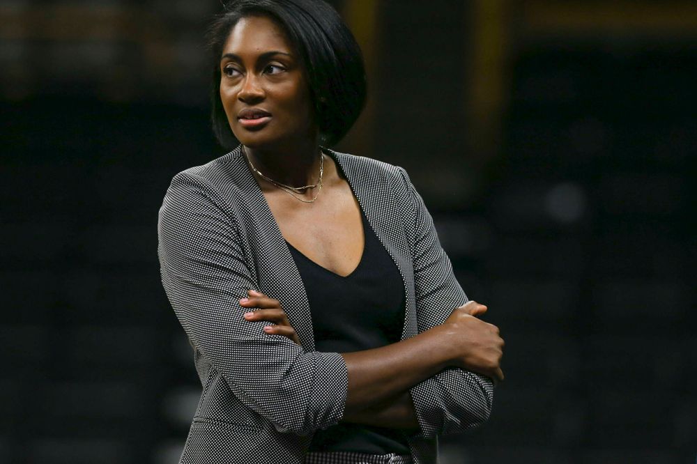 Iowa Hawkeyes head coach Vicki Brown against Coastal Carolina Friday, September 20, 2019 at Carver-Hawkeye Arena. (Lily Smith/hawkeyesports.com)