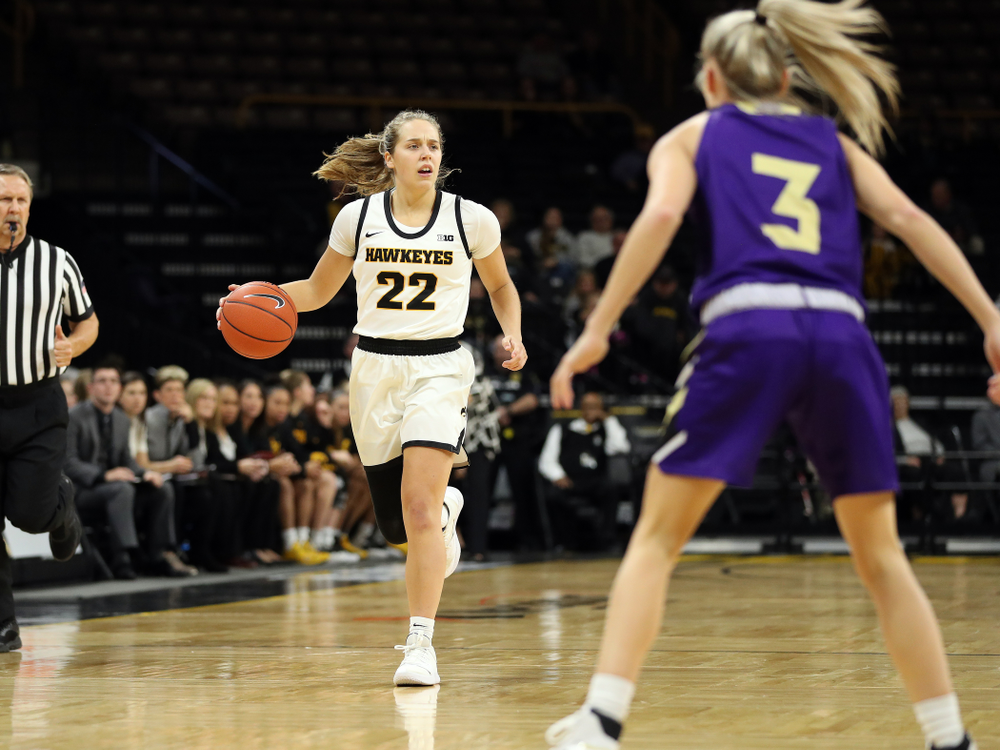 Iowa Hawkeyes guard Kathleen Doyle (22) against North Alabama Thursday, November 14, 2019 at Carver-Hawkeye Arena. (Brian Ray/hawkeyesports.com)