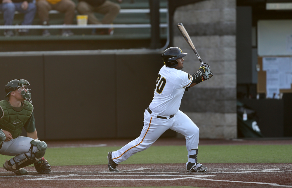 Iowa Hawkeyes Izaya Fullard (20) against the Michigan State Spartans Friday, May 10, 2019 at Duane Banks Field. (Brian Ray/hawkeyesports.com)