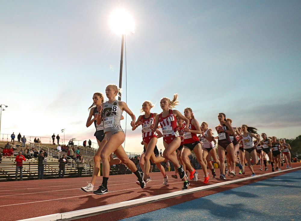 Iowa's Andrea Shine runs the women’s 10,000 meter event on the first day of the Big Ten Outdoor Track and Field Championships at Francis X. Cretzmeyer Track in Iowa City on Friday, May. 10, 2019. (Stephen Mally/hawkeyesports.com)