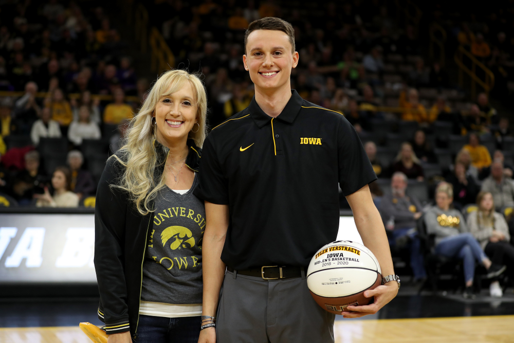 Iowa Women’s Basketball manager Tyler Verstraete during senior day activities following their win over the Minnesota Golden Gophers Thursday, February 27, 2020 at Carver-Hawkeye Arena. (Brian Ray/hawkeyesports.com)