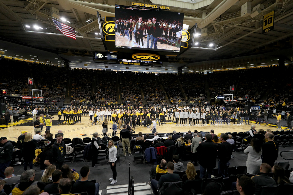 Student Athletes are recognized by the Presidential Committee on Athletics at halftime of the Iowa Hawkeyes game against Penn State Saturday, February 29, 2020 at Carver-Hawkeye Arena. (Brian Ray/hawkeyesports.com)