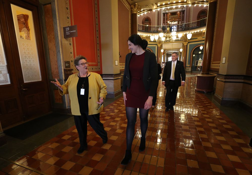 Iowa WomenÕs BasketballÕs Megan Gustafson is recognized with a resolution by the house and the senate at the Iowa State Capitol Wednesday, April 24, 2019 in Des Moines. (Brian Ray/hawkeyesports.com)