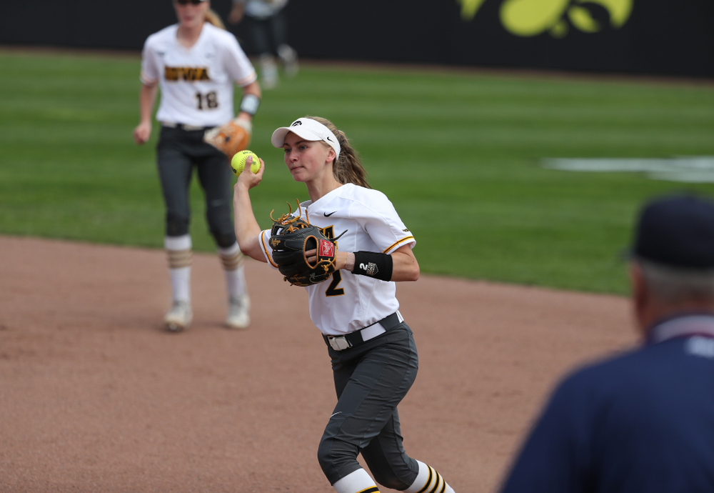 Iowa Hawkeyes Aralee Bogar (2) against the Ohio State Buckeyes on senior day Sunday, May 5, 2019 at Pearl Field. (Brian Ray/hawkeyesports.com)