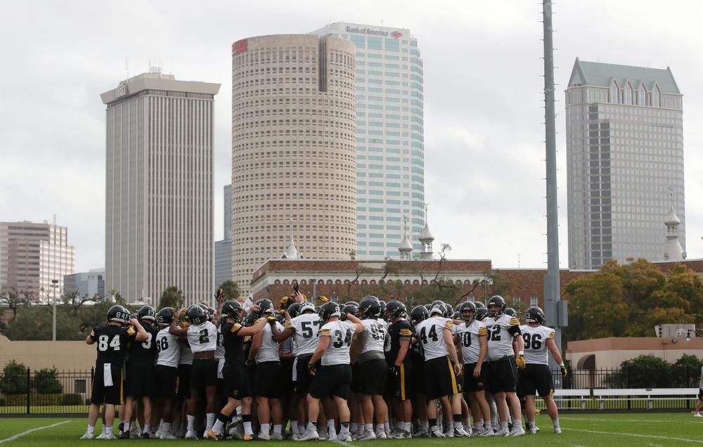 The Iowa Hawkeyes during practice for the 2019 Outback Bowl Friday, December 28, 2018 at the University of Tampa. (Brian Ray/hawkeyesports.com)
