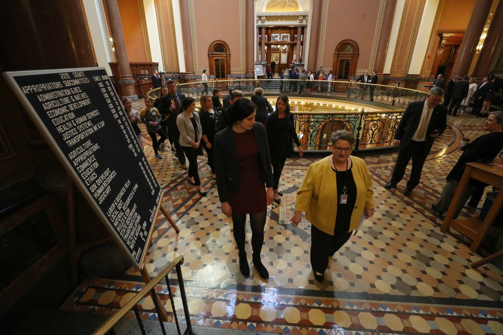 Iowa WomenÕs BasketballÕs Megan Gustafson is recognized with a resolution by the house and the senate at the Iowa State Capitol Wednesday, April 24, 2019 in Des Moines. (Brian Ray/hawkeyesports.com)