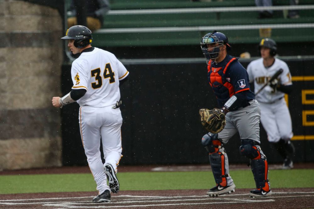Iowa catcher Austin Martin at game 1 vs Illinois on Friday, March 29, 2019 at Duane Banks Field. (Lily Smith/hawkeyesports.com)