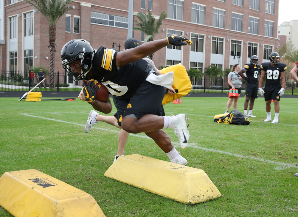 Iowa Hawkeyes running back Mekhi Sargent (10) as the team prepares for the Outback Bowl Saturday, December 29, 2018 at Tampa University. (Brian Ray/hawkeyesports.com)