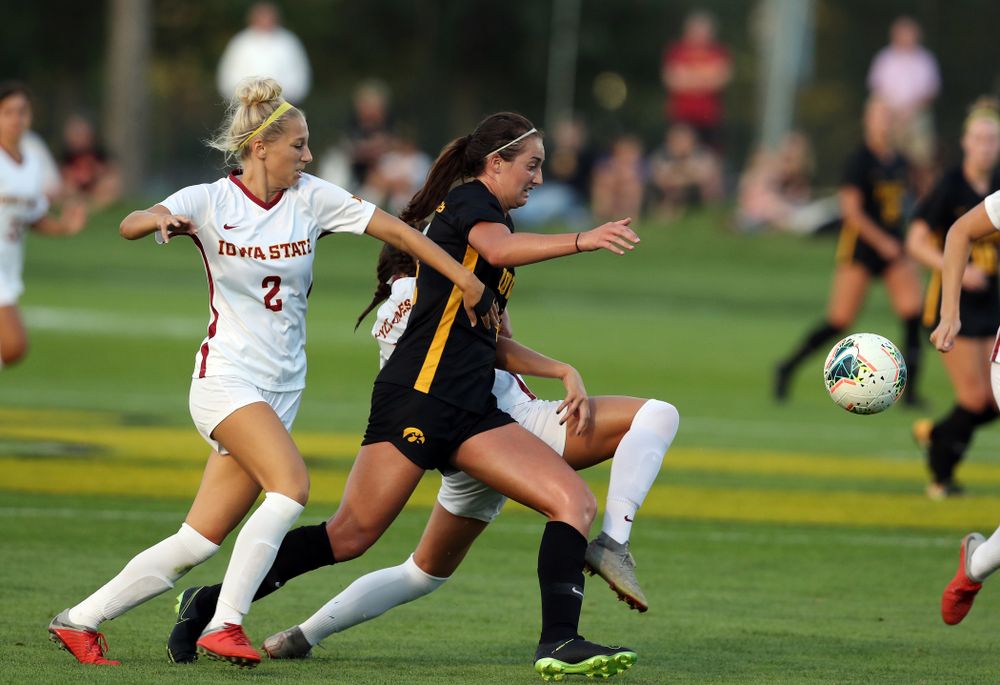 Iowa Hawkeyes forward Kaleigh Haus (4) during a 2-1 victory over the Iowa State Cyclones Thursday, August 29, 2019 in the Iowa Corn Cy-Hawk series at the Iowa Soccer Complex. (Brian Ray/hawkeyesports.com)