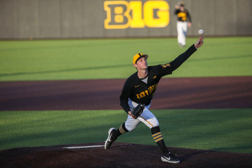 Iowa pitcher Trenton Wallace at the game vs. Bradley on Tuesday, March 26, 2019 at (place). (Lily Smith/hawkeyesports.com)