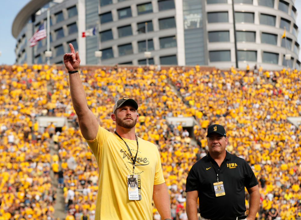 2018 Iowa Athletics Hall of Fame inductee Jared DeVries Saturday, September 1, 2018 at Kinnick Stadium. (Brian Ray/hawkeyesports.com)