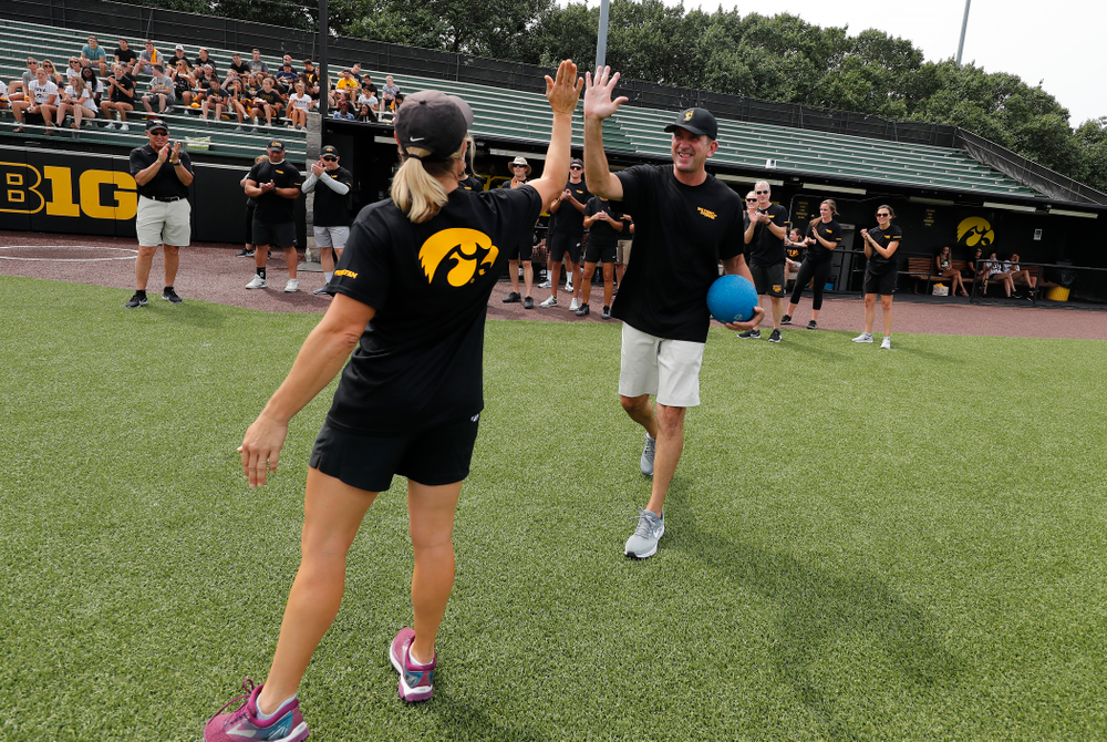 Head Baseball Coach Rick Heller during the Iowa Student Athlete Kickoff Kickball game Sunday, August 19, 2018 at Duane Banks Field. (Brian Ray/hawkeyesports.com)