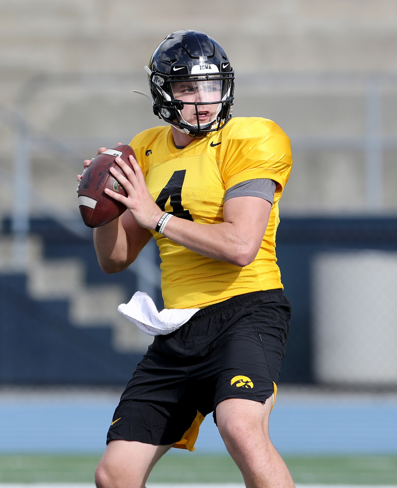 Iowa Hawkeyes quarterback Nate Stanley (4) during Holiday Bowl Practice No. 3 Tuesday, December 24, 2019 at San Diego Mesa College. (Brian Ray/hawkeyesports.com)