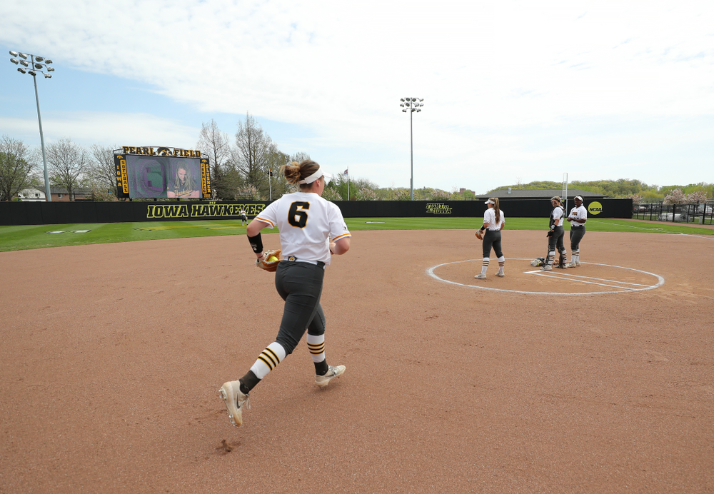 Iowa Hawkeyes Erin Riding (6) against the Ohio State Buckeyes on senior day Sunday, May 5, 2019 at Pearl Field. (Brian Ray/hawkeyesports.com)