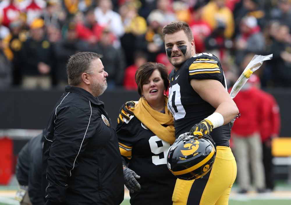 Iowa Hawkeyes defensive end Sam Brincks (90) during senior day activities before their game against the Nebraska Cornhuskers Friday, November 23, 2018 at Kinnick Stadium. (Brian Ray/hawkeyesports.com)