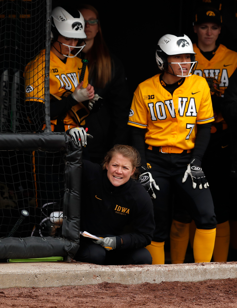 Iowa Hawkeyes assistant coach Rachel West against UW Green Bay Tuesday, March 27, 2018 at Bob Pearl Field. (Brian Ray/hawkeyesports.com)