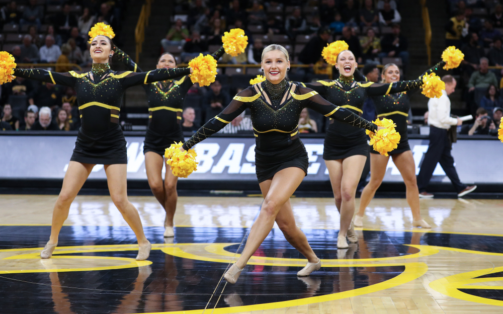 The Iowa Dance Team performs at halftime of the Iowa Hawkeyes game against North Florida Thursday, November 21, 2019 at Carver-Hawkeye Arena. (Brian Ray/hawkeyesports.com)