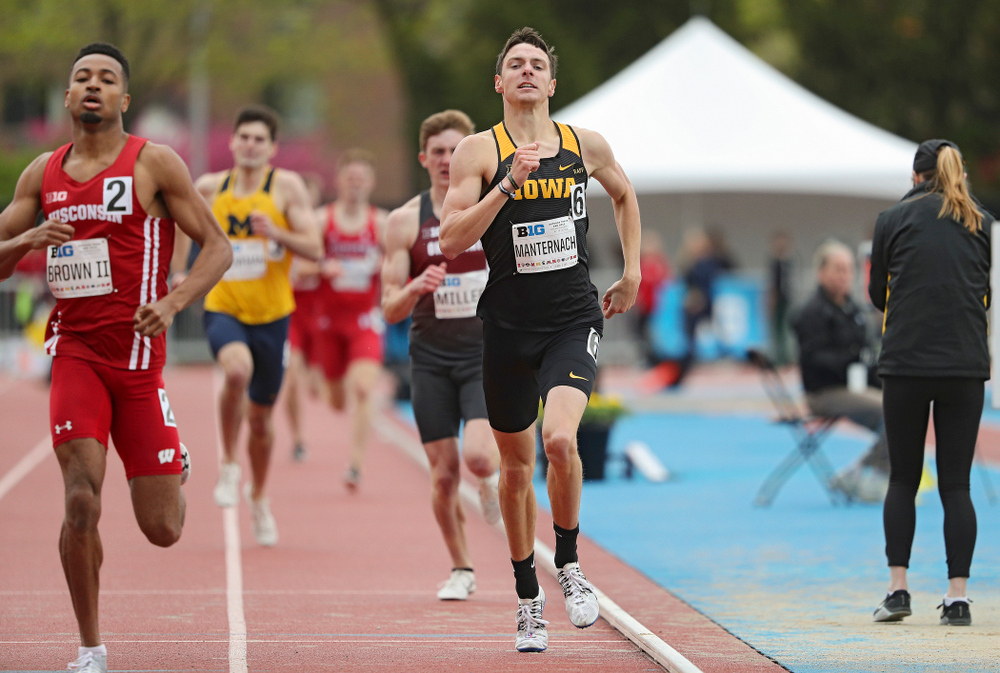 Iowa's Matt Manternach runs the men’s 800 meter event on the second day of the Big Ten Outdoor Track and Field Championships at Francis X. Cretzmeyer Track in Iowa City on Saturday, May. 11, 2019. (Stephen Mally/hawkeyesports.com)