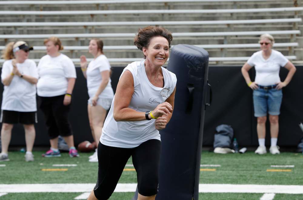 Board of Regents State of Iowa member Nancy Dunkel during the 2018 Iowa Ladies Football Academy Saturday, June 9, 2018 at Kinnick Stadium. (Brian Ray/hawkeyesports.com)