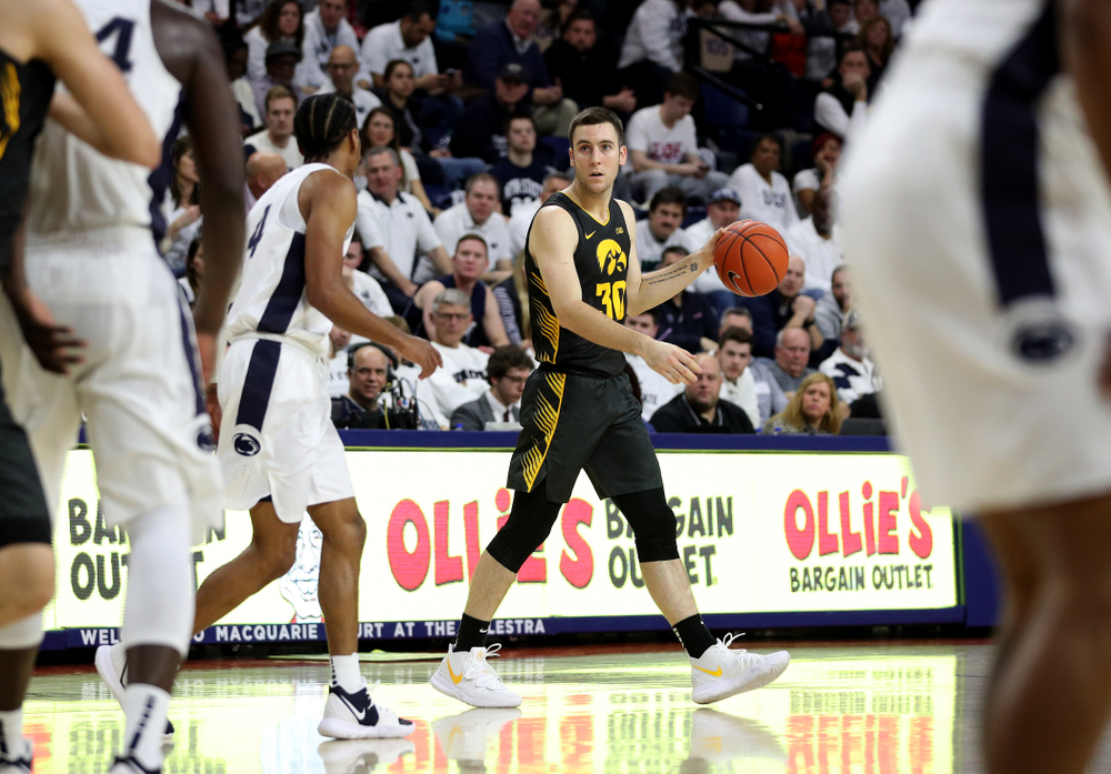 Iowa Hawkeyes guard Connor McCaffery (30) against Penn State Saturday, January 4, 2020 at the Palestra in Philadelphia. (Brian Ray/hawkeyesports.com)