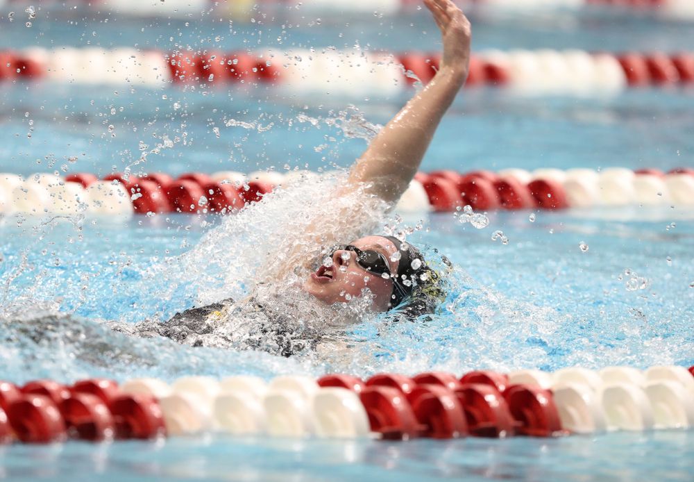 Iowa's Kelsey Drake swims the 200-yard IM during the 2019 Women's Big Ten Swimming and Diving meet Thursday, February 21, 2019 in Bloomington, Indiana. (Brian Ray/hawkeyesports.com)