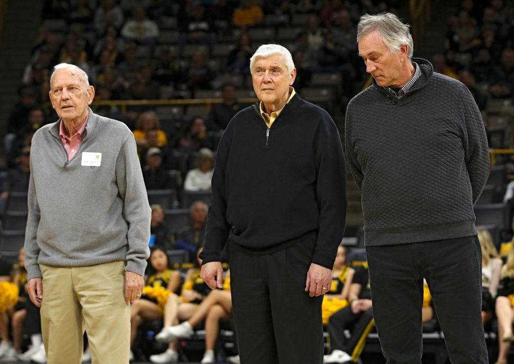 Former Iowa Men’s Basketball Lettermen are honored during halftime of the game at Carver-Hawkeye Arena in Iowa City on Sunday, December 29, 2019. (Stephen Mally/hawkeyesports.com)