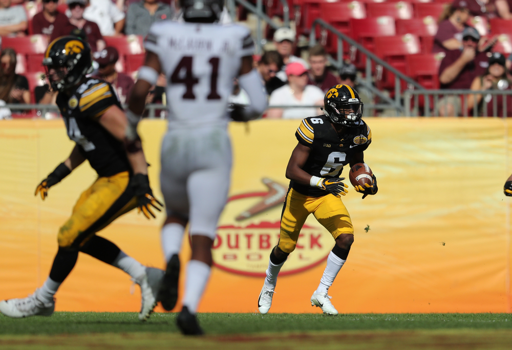 Iowa Hawkeyes wide receiver Ihmir Smith-Marsette (6) during the Outback Bowl Tuesday, January 1, 2019 at Raymond James Stadium in Tampa, FL. (Brian Ray/hawkeyesports.com)