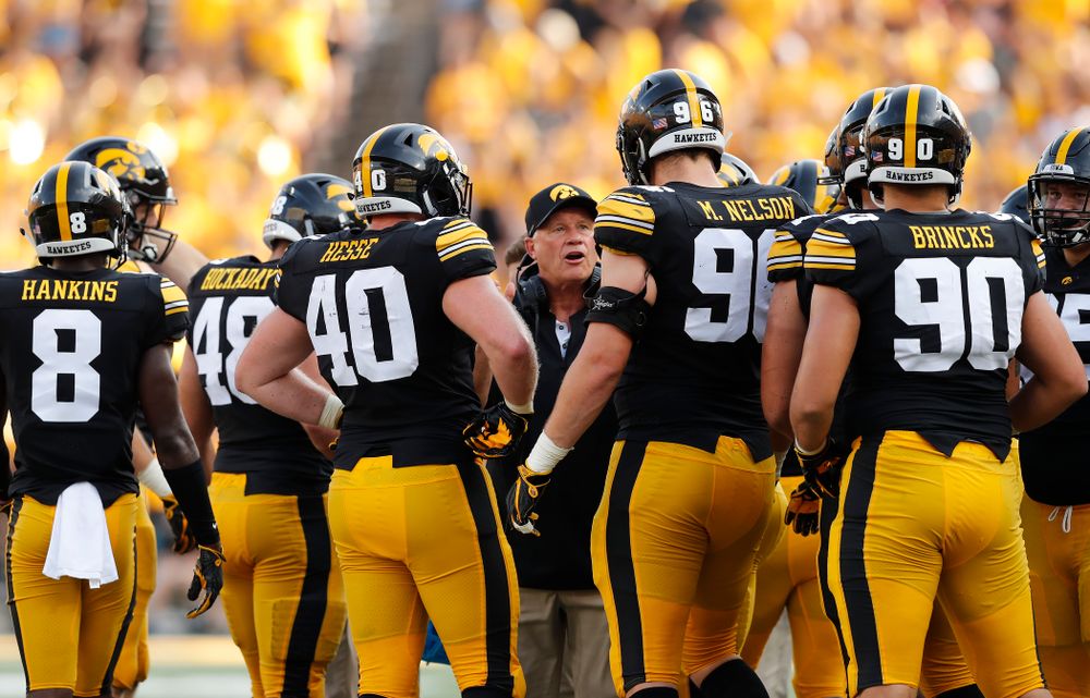 Iowa Hawkeyes defensive line coach Reese Morgan against the Northern Illinois Huskies Saturday, September 1, 2018 at Kinnick Stadium. (Brian Ray/hawkeyesports.com)