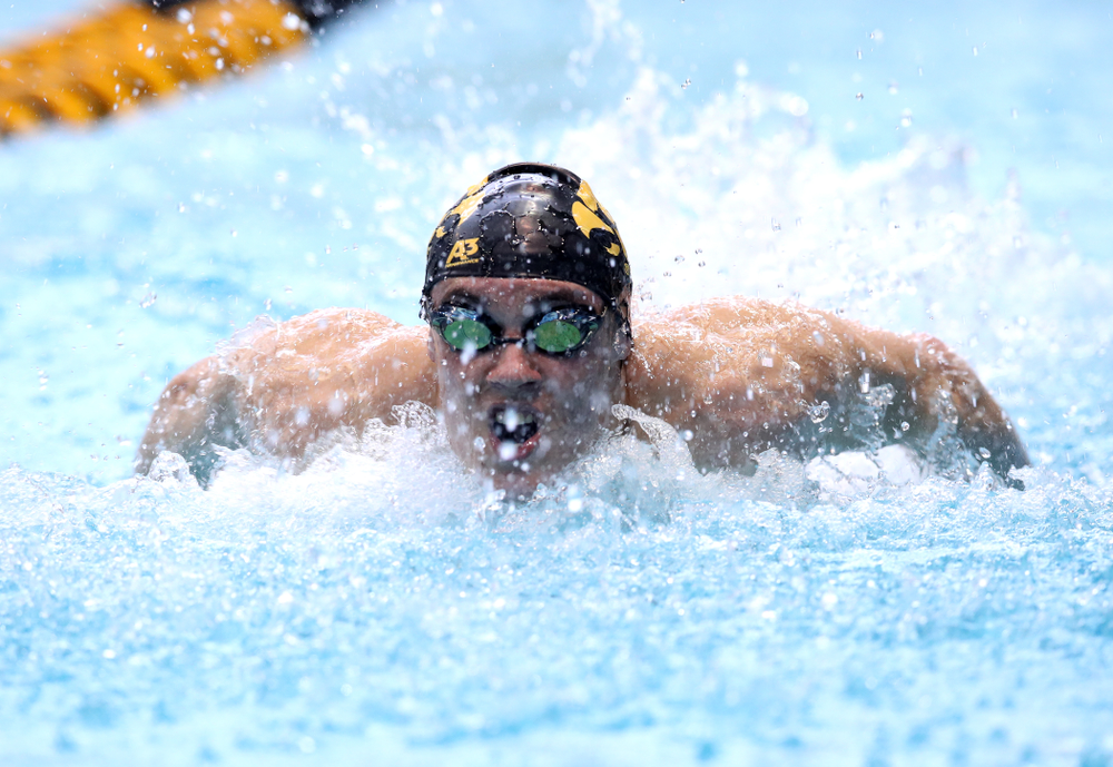 Iowa's Caleb Babb swims in the preliminaries of the 50-yard freestyle during the 2019 Big Ten Swimming and Diving Championships Thursday, February 28, 2019 at the Campus Wellness and Recreation Center. (Brian Ray/hawkeyesports.com)