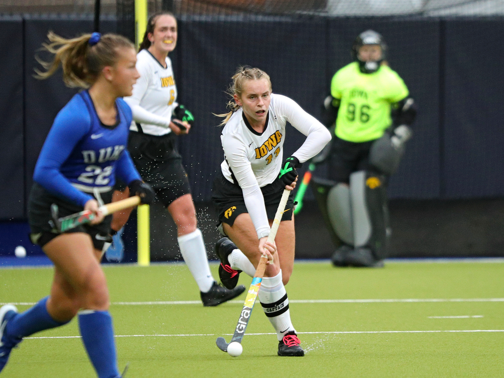 Iowa’s Katie Birch (11) moves with the ball during the fourth quarter of their NCAA Tournament First Round match against Duke at Karen Shelton Stadium in Chapel Hill, N.C. on Friday, Nov 15, 2019. (Stephen Mally/hawkeyesports.com)