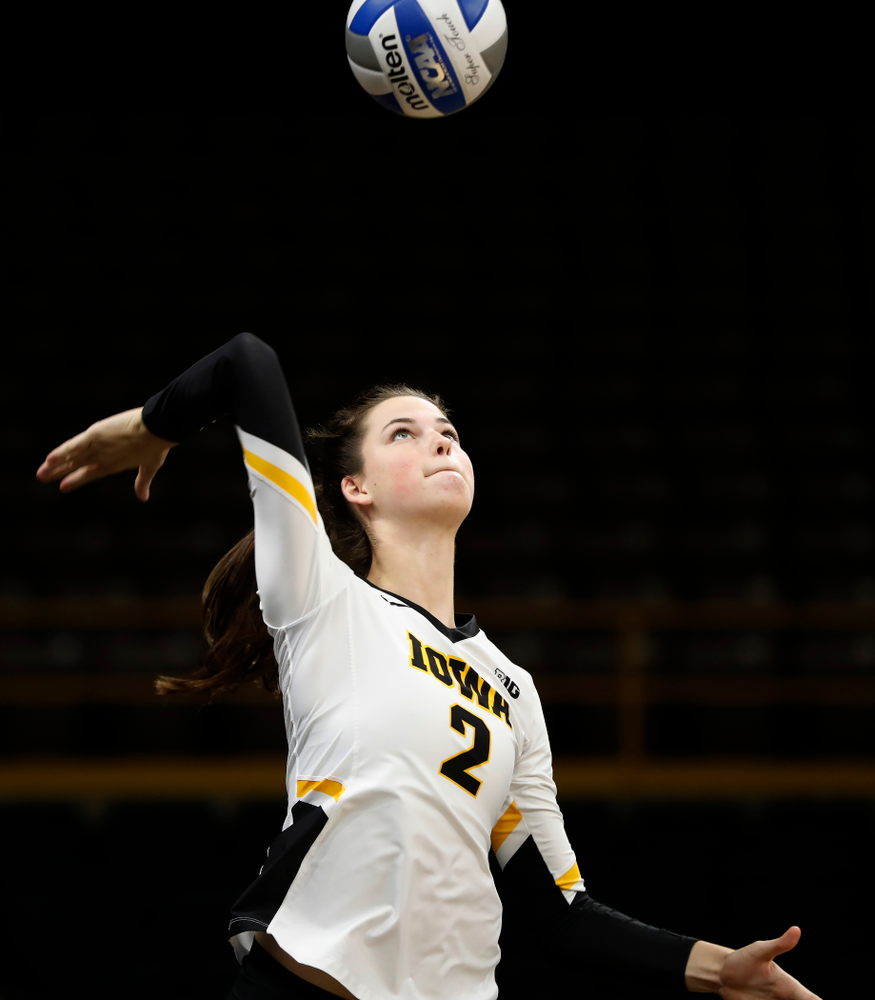 Iowa Hawkeyes setter Courtney Buzzerio (2) against Eastern Illinois Sunday, September 9, 2018 at Carver-Hawkeye Arena. (Brian Ray/hawkeyesports.com)