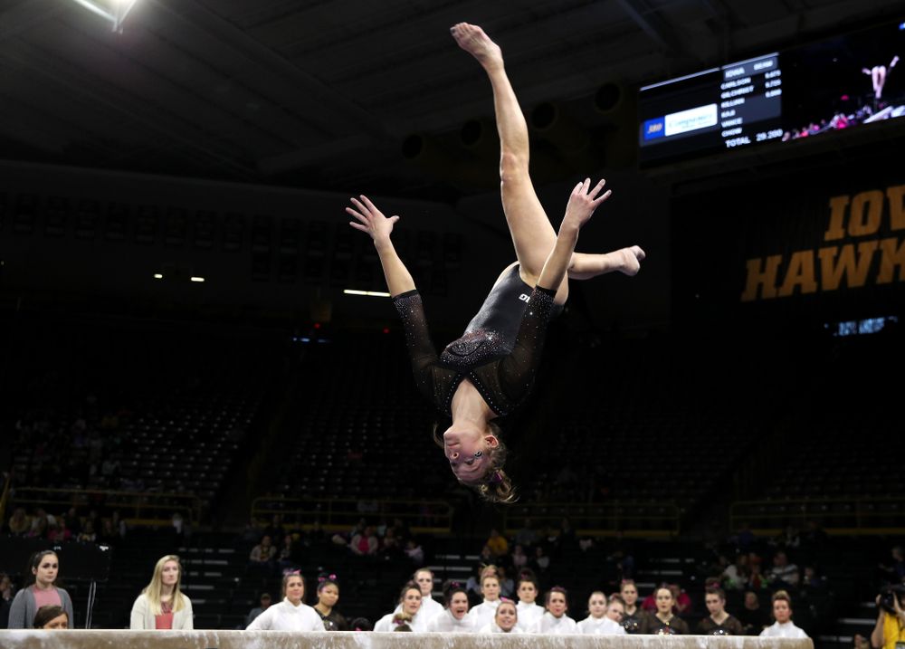 Iowa's Mackenzie Vance competes on the beam against the Minnesota Golden Gophers Saturday, January 19, 2019 at Carver-Hawkeye Arena. (Brian Ray/hawkeyesports.com)